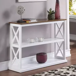 Kirklands Home Two-Tone Double X Sides Console Table White