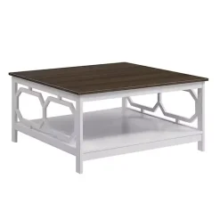 Hot Kirklands Home White Two-Tone Geometric Sides Square Coffee Table