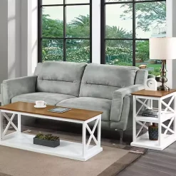 Best Kirklands Home Two-Tone Wood Double X Sides Accent Table White