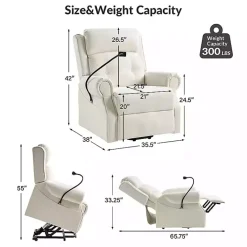 Hot Kirklands Home Upholstered Lift Assist Massaging Recliner White