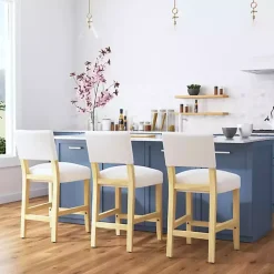 Outlet Kirklands Home Upholstered Wood Counter Stool White