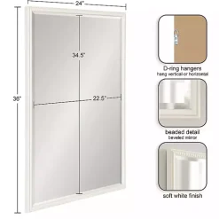 Best Kirklands Home White Vintage Beaded Wall Mirror, 36 in.