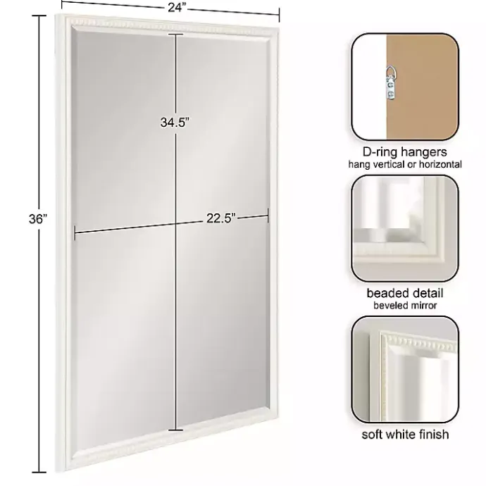 Best Kirklands Home White Vintage Beaded Wall Mirror, 36 in.