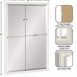 Online Kirklands Home White Vintage Beaded Wall Mirror, 30 in.
