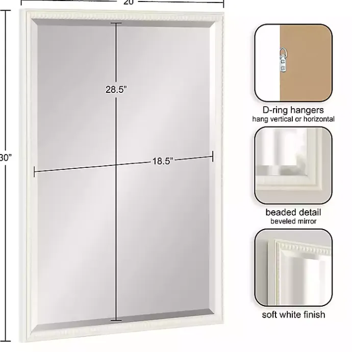 Online Kirklands Home White Vintage Beaded Wall Mirror, 30 in.