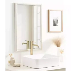Online Kirklands Home White Vintage Beaded Wall Mirror, 30 in.