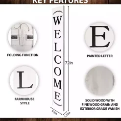 New Kirklands Home Welcome Laurel Porch Board White