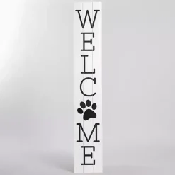 Outlet Kirklands Home White Welcome Paw Print Porch Board