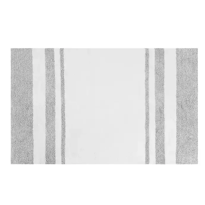 Best Kirklands Home White with Stripe Reversible Bath Mat, 30 in. Gray