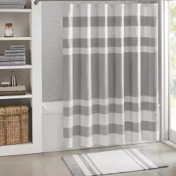 Hot Kirklands Home White with Stripe Reversible Bath Mat, 45 in. Gray