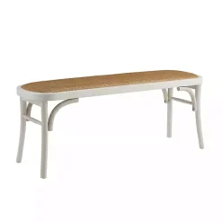 Kirklands Home Wood & Rattan Conelly Bench White