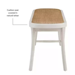 Kirklands Home Wood & Rattan Conelly Bench White