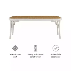 Kirklands Home Wood & Rattan Conelly Bench White