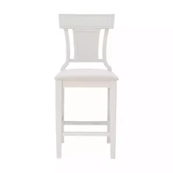 Kirklands Home Wood and Rattan Upholstered Counter Stool White