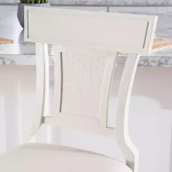 Kirklands Home Wood and Rattan Upholstered Counter Stool White