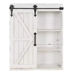 New Kirklands Home Wood Barn Door 5-Shelf Wall Cabinet White