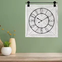 Online Kirklands Home White Wood Barndoor Wall Clock