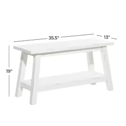 Clearance Kirklands Home Wood Bench with Slatted Wood Base White