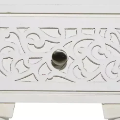 Online Kirklands Home Wood Carved Drawer Accent Table White