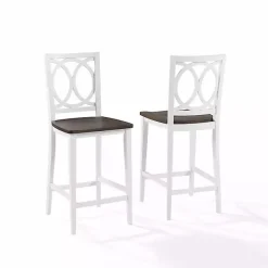 Best Kirklands Home White Wood Charlotte Counter Stools, Set of 2 Brown