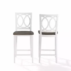 Best Kirklands Home White Wood Charlotte Counter Stools, Set of 2 Brown