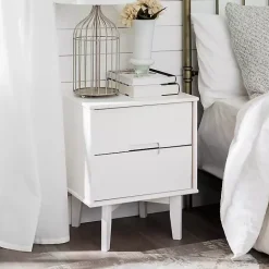 Hot Kirklands Home Wood Cut-Out Handle Nightstand White