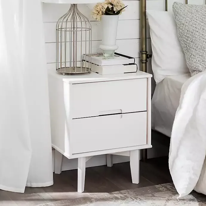 Hot Kirklands Home Wood Cut-Out Handle Nightstand White