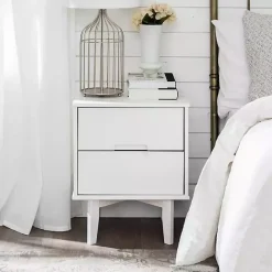 Hot Kirklands Home Wood Cut-Out Handle Nightstand White