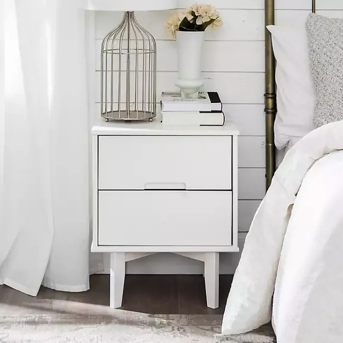 Hot Kirklands Home Wood Cut-Out Handle Nightstand White