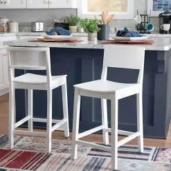 Discount Kirklands Home Wood Devin Counter Stools, Set of 2 White