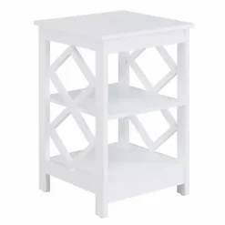 Kirklands Home Wood Diamond 2-Tier Accent Table White