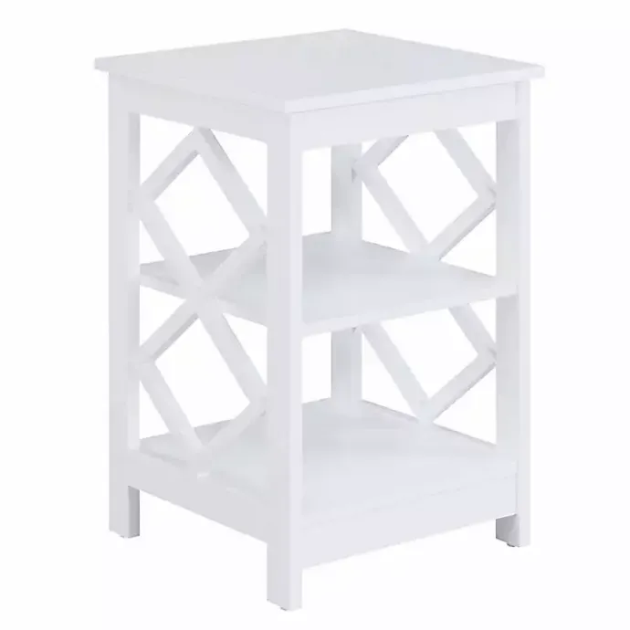 Kirklands Home Wood Diamond 2-Tier Accent Table White