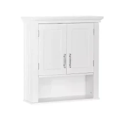 Kirklands Home Wood 2-Door Open Shelf Wall Cabinet White