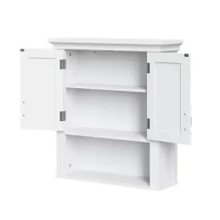 Kirklands Home Wood 2-Door Open Shelf Wall Cabinet White