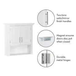 Kirklands Home Wood 2-Door Open Shelf Wall Cabinet White