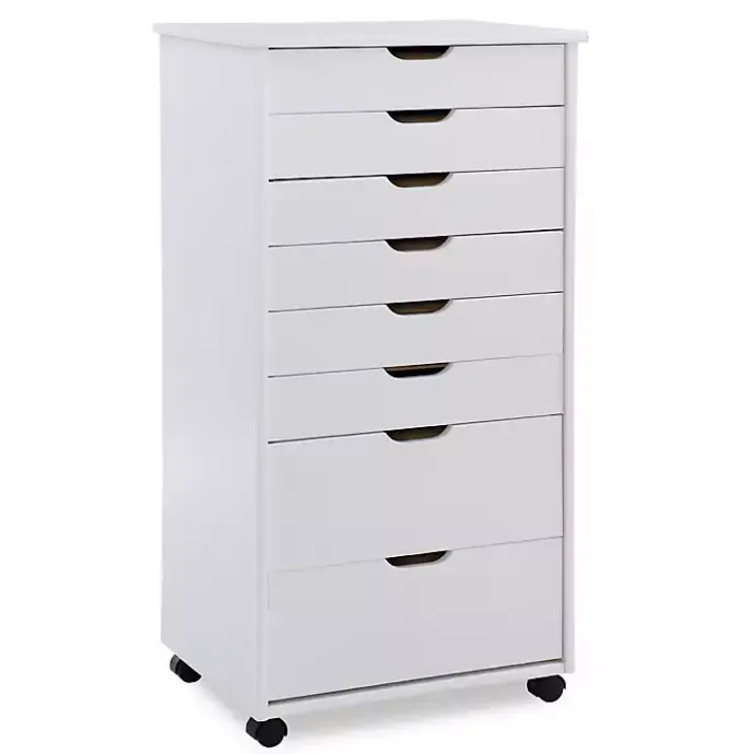 Outlet Kirklands Home Wood 8-Drawer Cary Storage Cart White