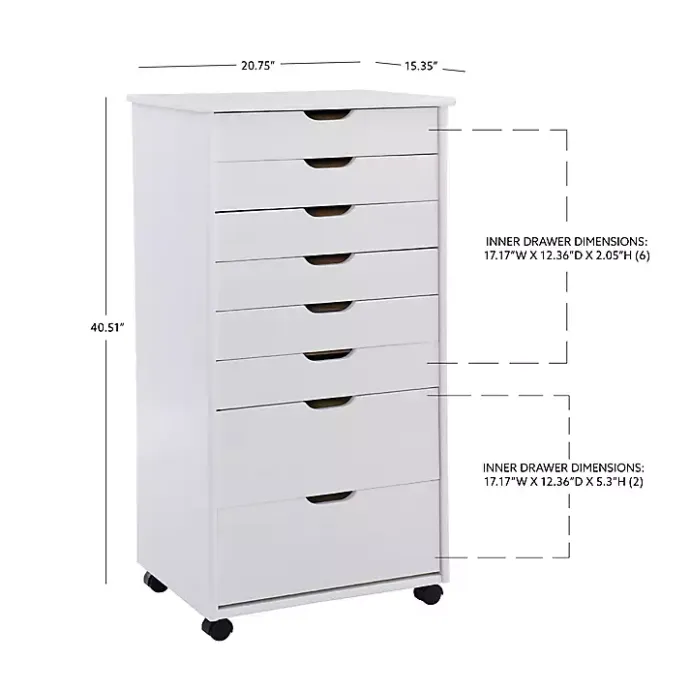 Outlet Kirklands Home Wood 8-Drawer Cary Storage Cart White