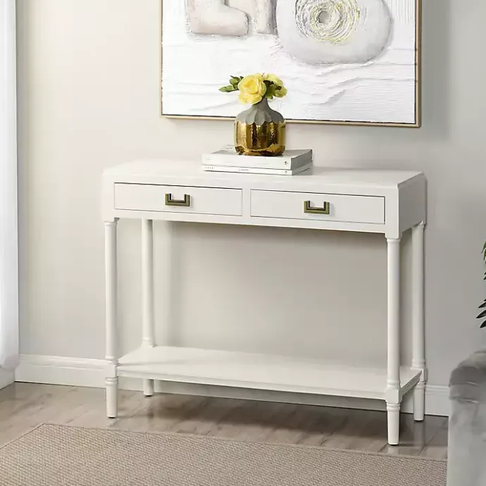 Outlet Kirklands Home Wood 2-Drawer Layla Console Table White