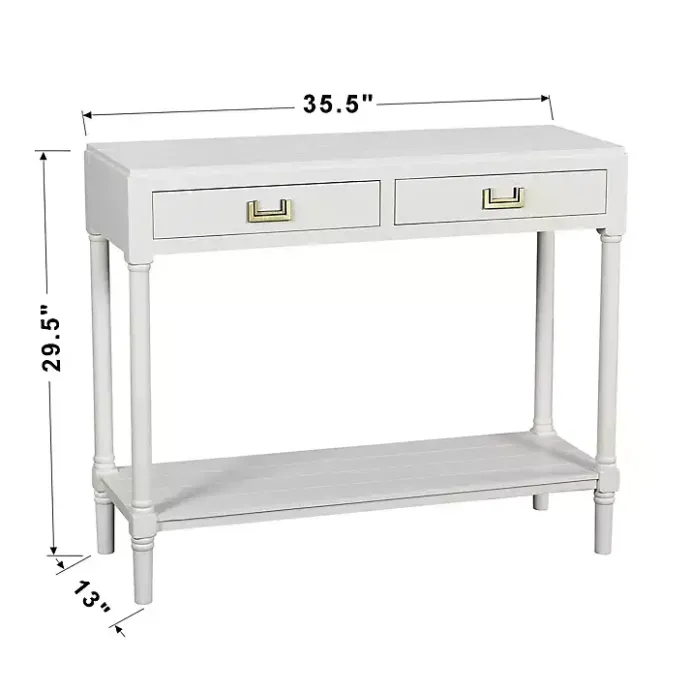 Outlet Kirklands Home Wood 2-Drawer Layla Console Table White