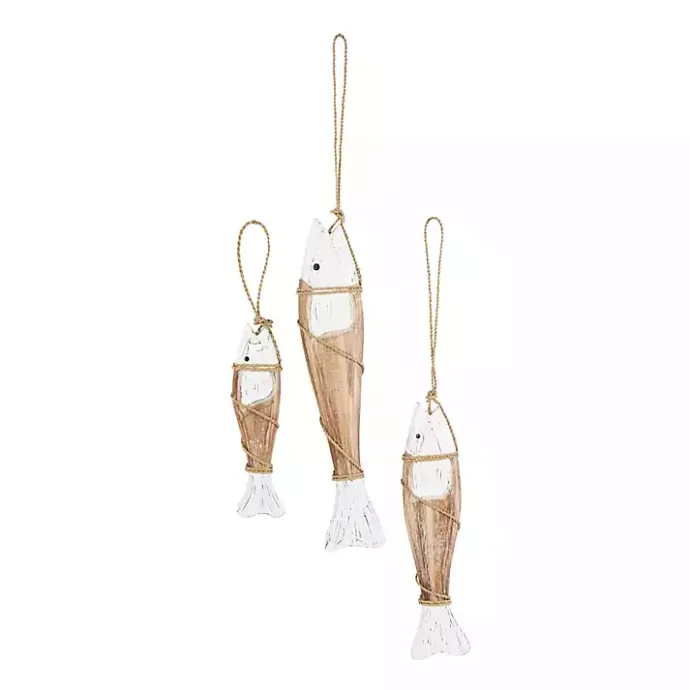 Best Kirklands Home White Wood Fish Hanging Wall Plaques, Set of 3