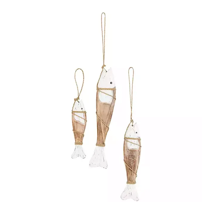 Best Kirklands Home White Wood Fish Hanging Wall Plaques, Set of 3