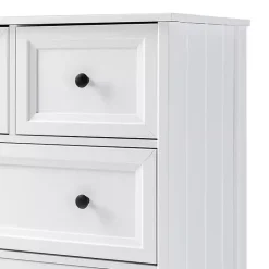 New Kirklands Home White Wood Five Framed Drawers Dresser