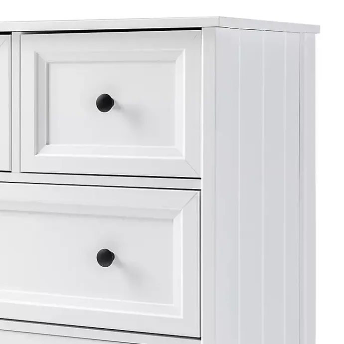 New Kirklands Home White Wood Five Framed Drawers Dresser