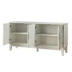 Discount Kirklands Home Wood Geometric 4-Door Cabinet White
