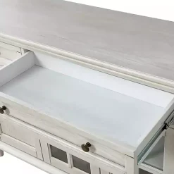 New Kirklands Home Wood Glass Door Sideboard Cabinet White