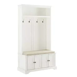 Clearance Kirklands Home Wood Hall Tree with Cushioned Bench White