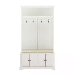Clearance Kirklands Home Wood Hall Tree with Cushioned Bench White
