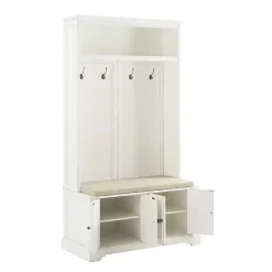 Clearance Kirklands Home Wood Hall Tree with Cushioned Bench White