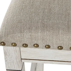 Kirklands Home White Wood Linen 3-pc. USB Island and Stool Set