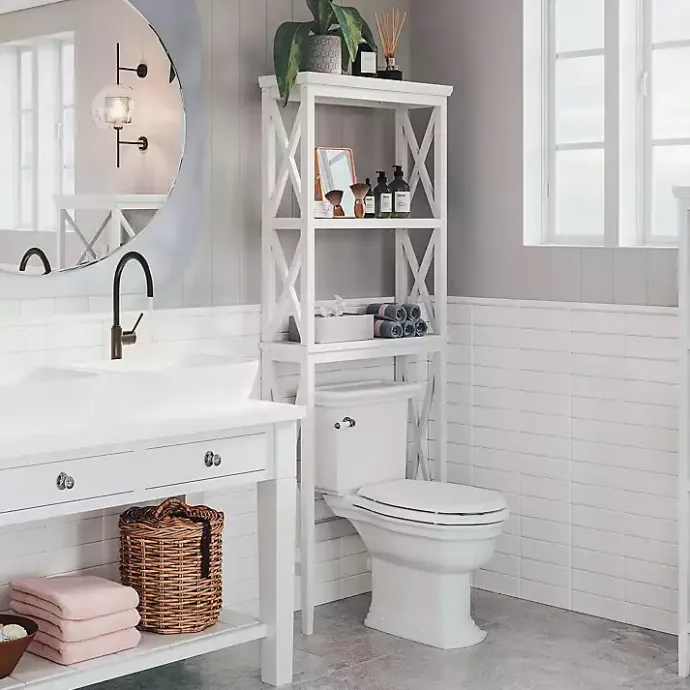 Online Kirklands Home Wood Over-Toilet 3-Tier Shelf White